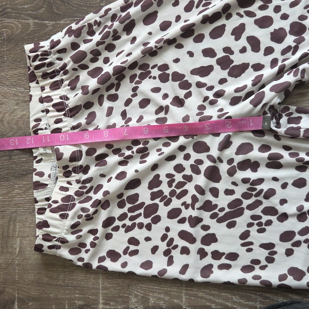Glassons Animal Print Flare Layered Mesh High Waist Stretchy Pants XS Cow Print - Picture 6 of 12